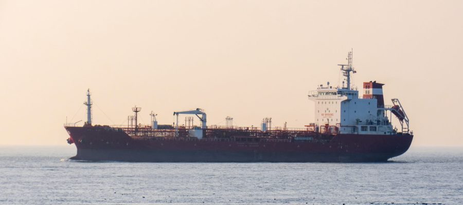 Floating tanker in Irish sea near Liverpool, United Kingdom